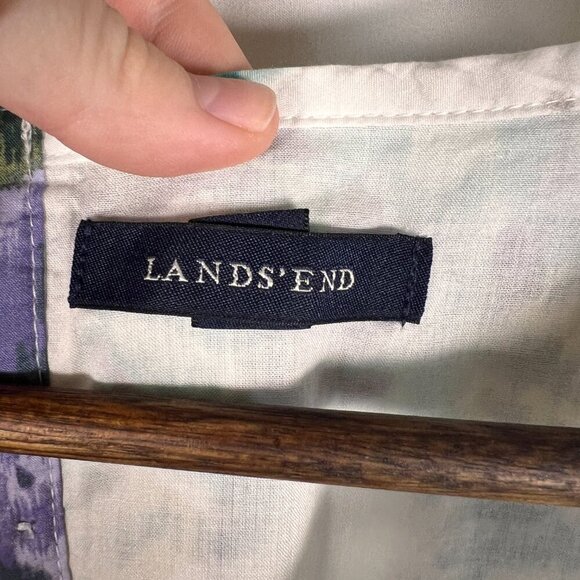 Lands' End Womens Cotton Sleeveless Watercolor Floral Dress Sz 12 Summer Pockets - Picture 8 of 14